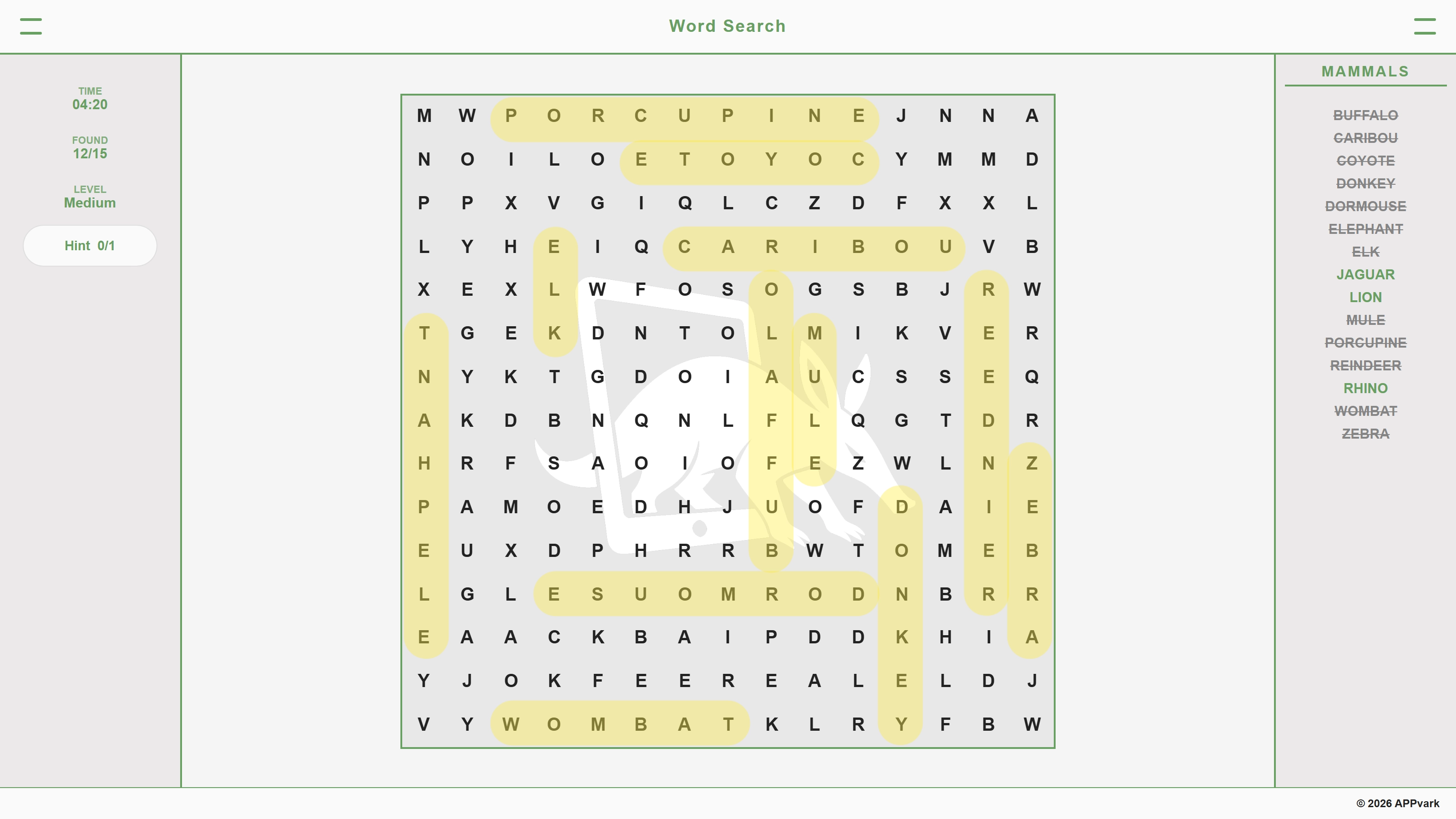 Word Search gameplay screenshot