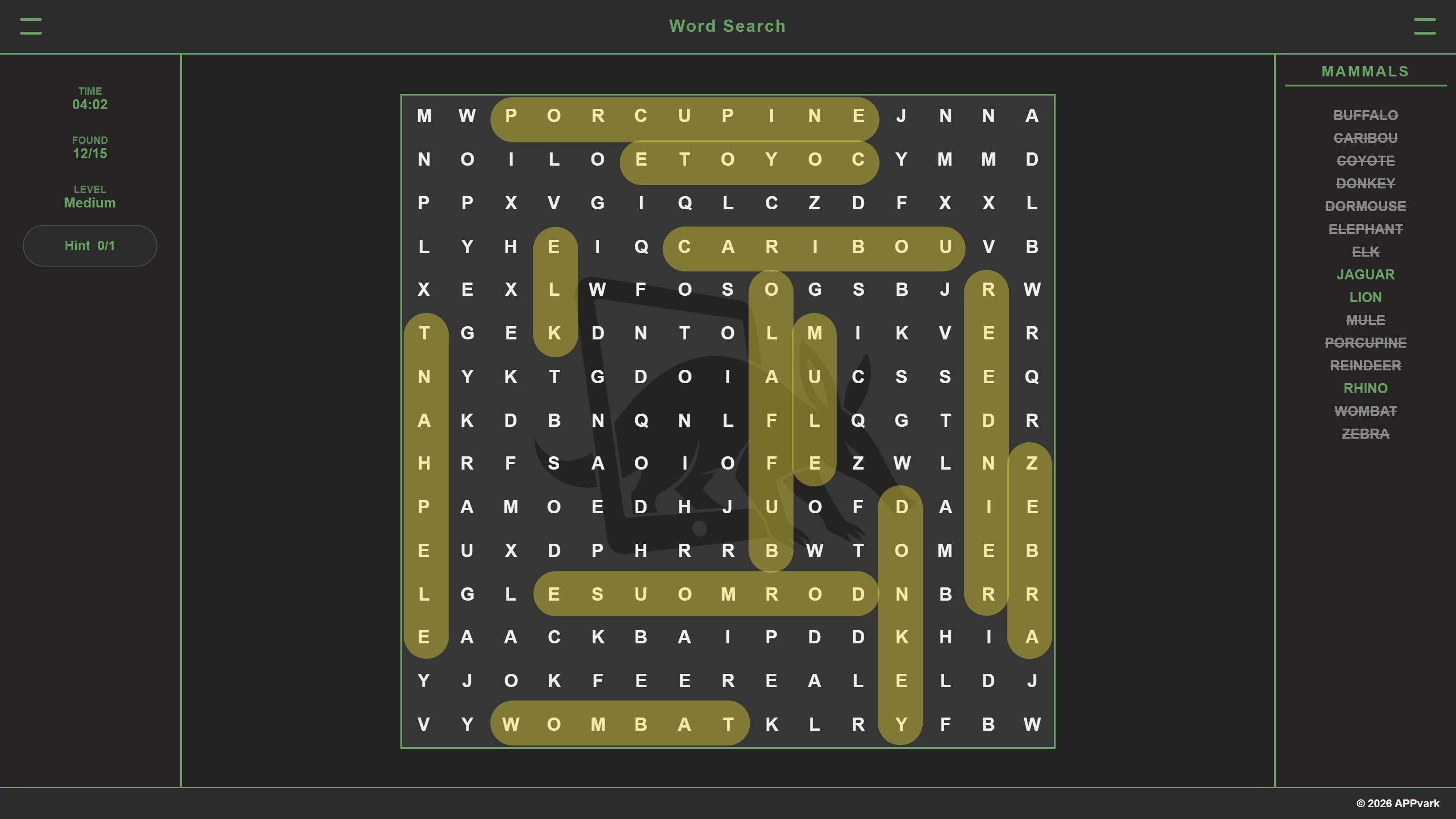 Word Search gameplay screenshot